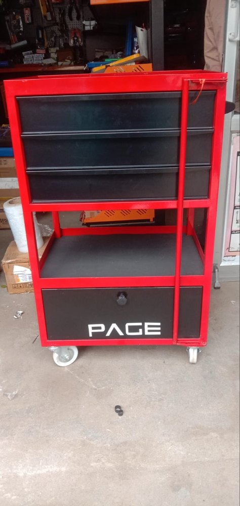 Page Mild Steel Automobile Tool Trolly, For garage