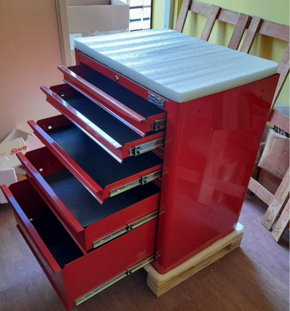 Red Mild Steel 5 Drawer CNC Tool Storage Trolley, For Industrial