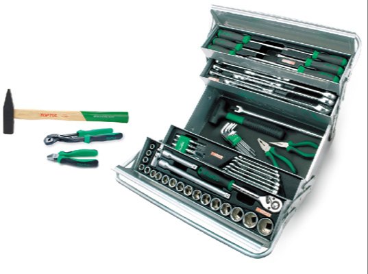 TOPTUL 63PCS Tool Chest Set, Size: 3-section Portable Tool Chest