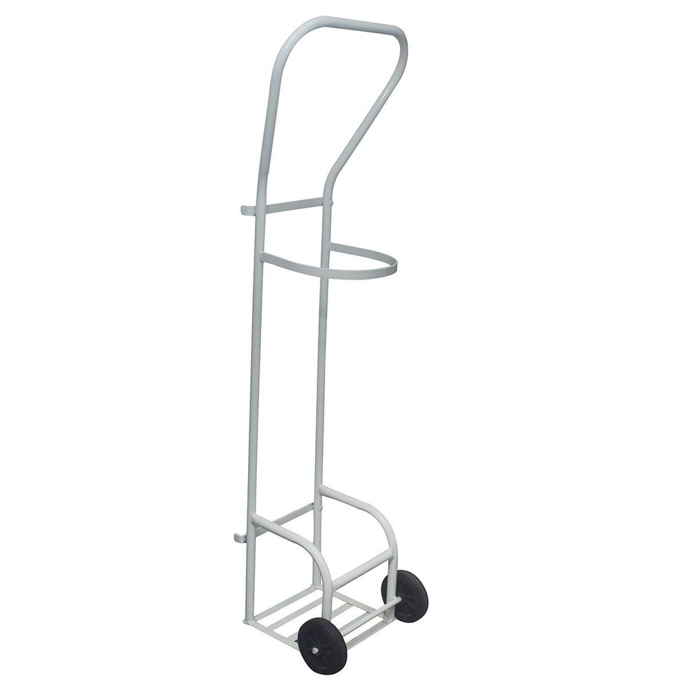 White Mild Steel Oxygen Cylinder Trolley, For Hospital