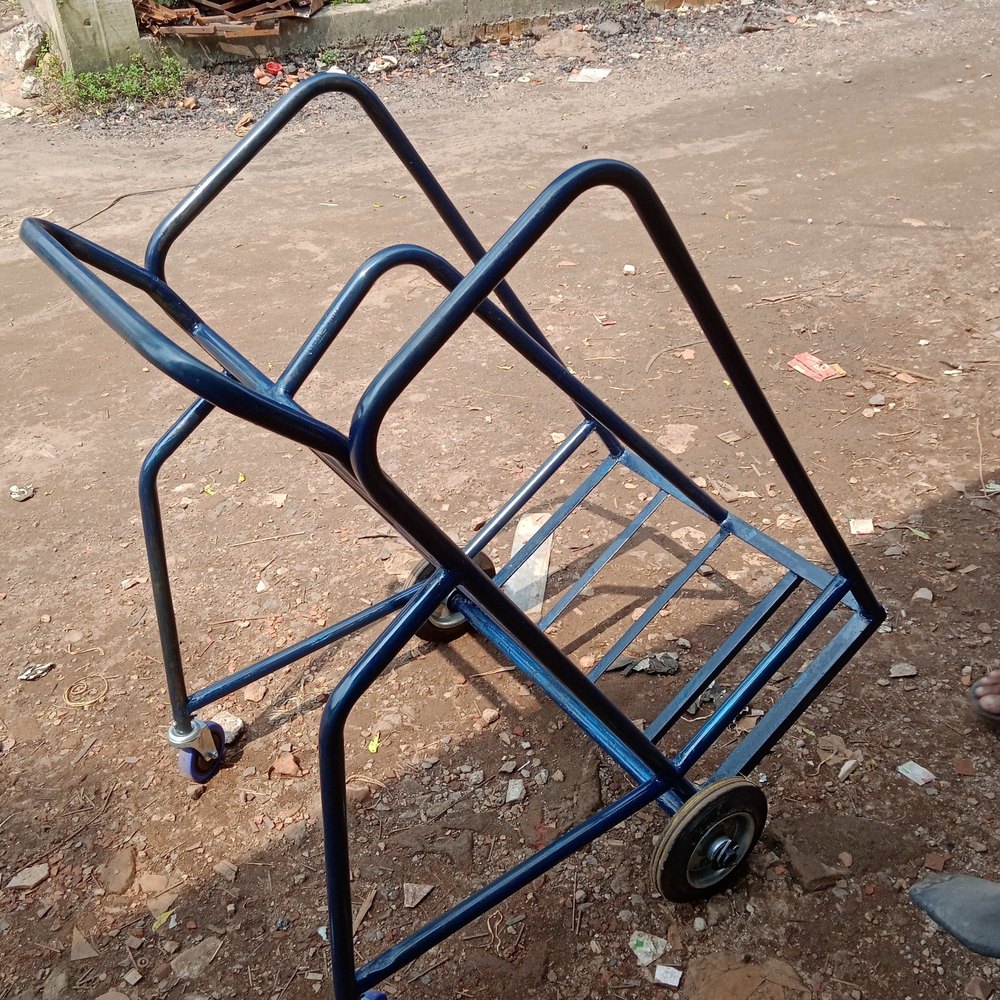 Blue Mild Steel Double Cylinder Trolley, For Industrial img