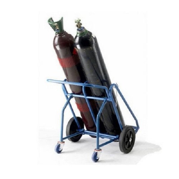 STANDARD Blue Double Gas Cylinder Trolley, For Hospital