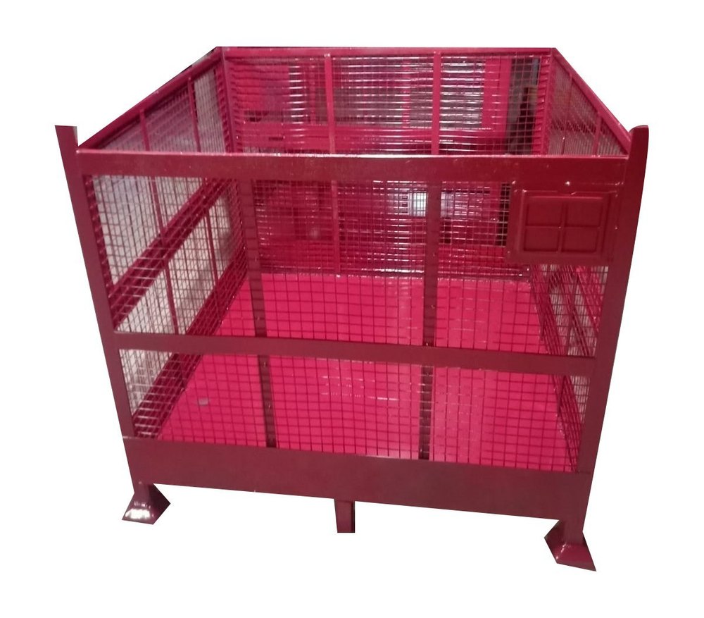 Red Mild Steel Industrial Wire Mesh Pallet, Size/Dimension: 2 X 2 X 2 Feet (w X L X H)