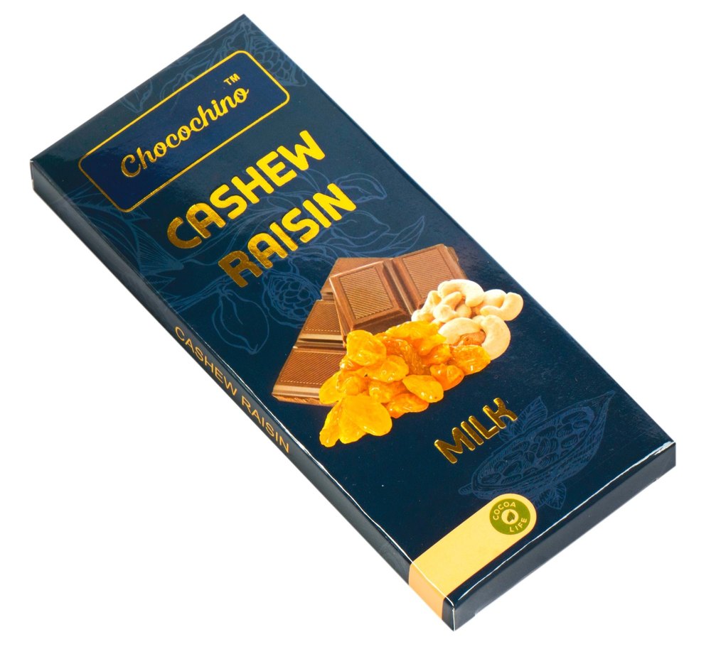 Rectangular Chocochino Cashew Raisin Milk Chocolate