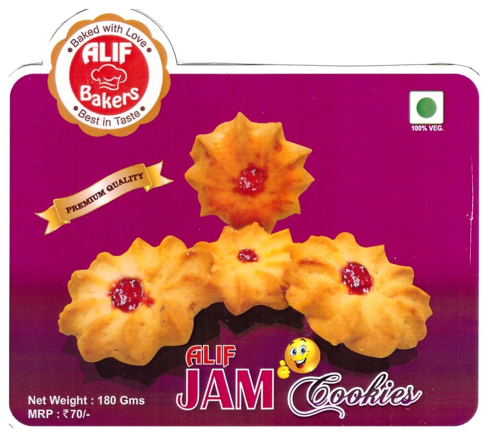 ALIF BAKERS Jam Cookies, Packaging Type: Box