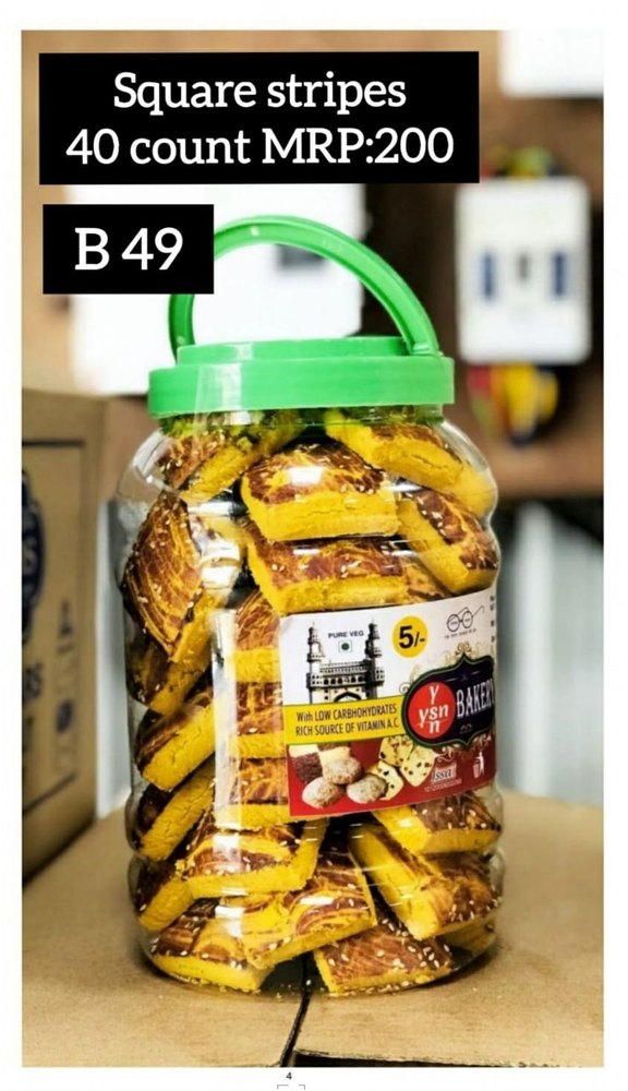 Sweet Sugar Stripes Biscuit, Crunchy, Packaging Type: Jar img