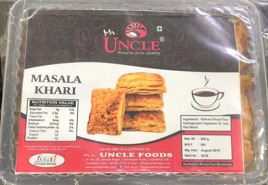 Mr. UNCLE Masala Khari, Packaging Type: 250g Tray