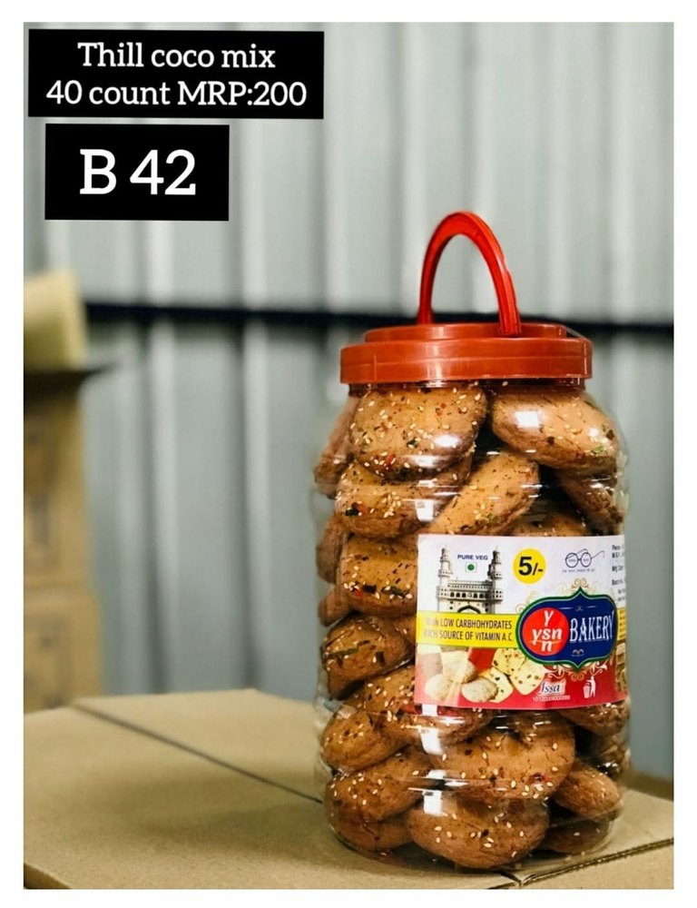 YSN Baked Biscuits Thill Coco Mix Biscuit, Packaging Type: Jar img