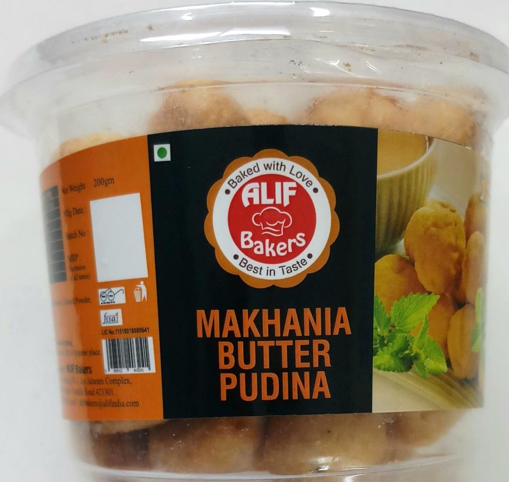 Alif Bakers Makhania Pudina Butter, Packaging Size: 200 Grams, Packaging Type: Packet