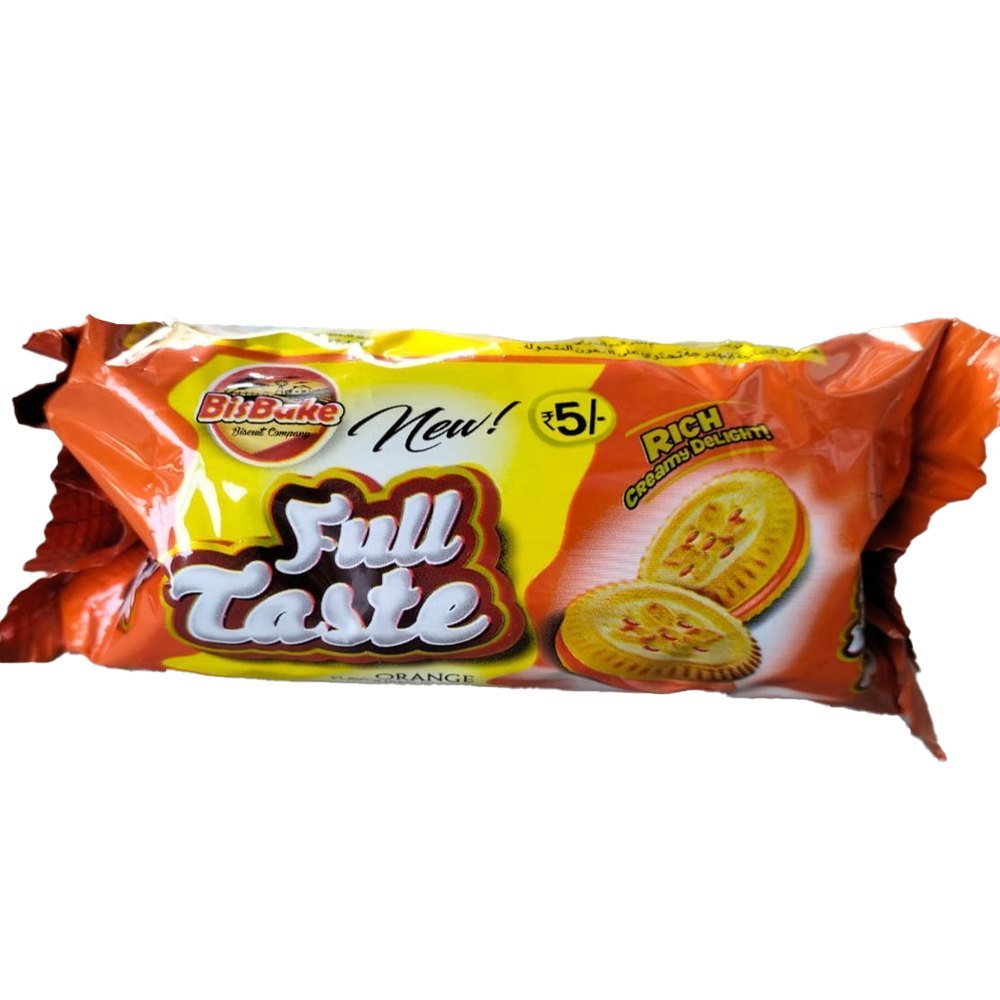 Bisbake Full Taste Orange Cream Biscuit, Packaging Type: Packet img