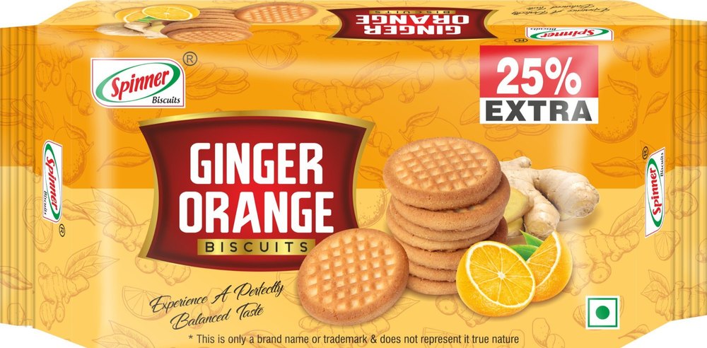 SPINNER GINGER ORANGE BISCUITS, Packaging Type: Box, Packaging Size: 250 Gms X 20 Pkts