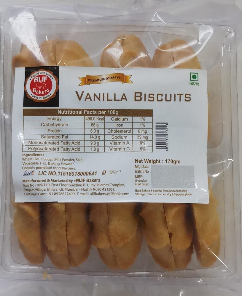 Round ALIF BAKERS Vanilla Biscuits