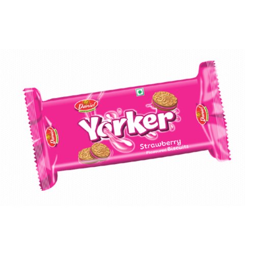 Daniel Yorker Strawberry Flavored Cream Biscuits, Packaging Type: Packet