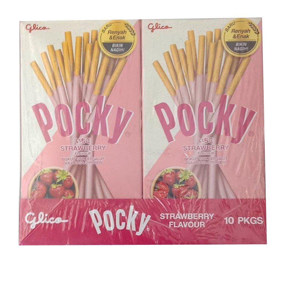 Glico Pocky Strawberry Flavour Biscuit Stick, Packaging Type: Box, Packaging Size: 10 Pieces