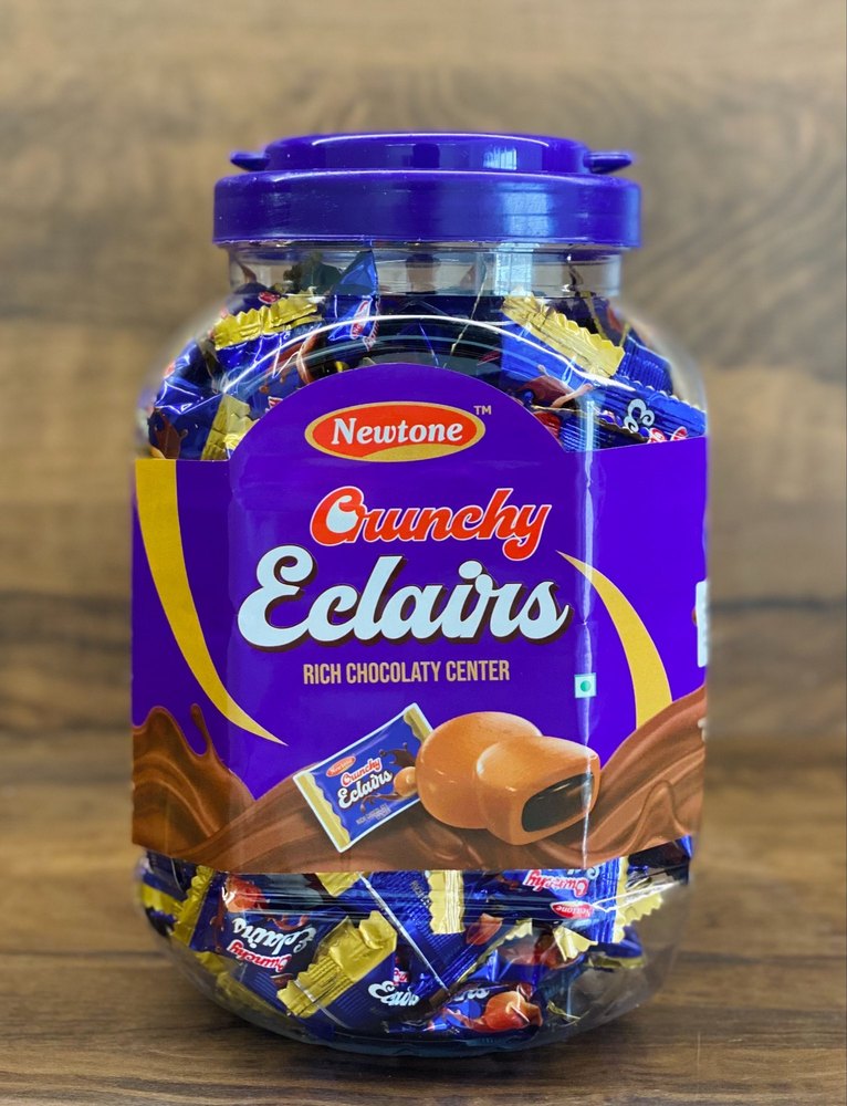 chocolate Brown Crunchy Eclairs Candy, Packaging Type: Plastic Jar