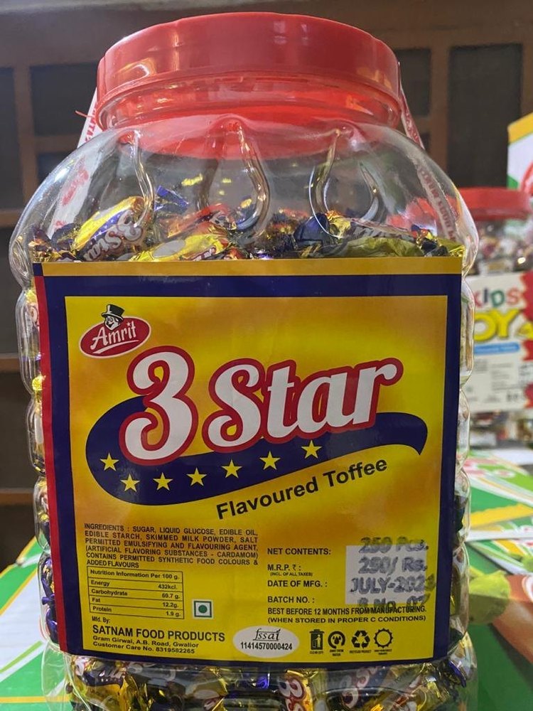 3 star Hard Candy Toffees, Packaging Type: Plastic Jar