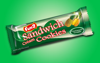 Pineapple Sandwich Cream Cookies, Packaging Size: 50 G img