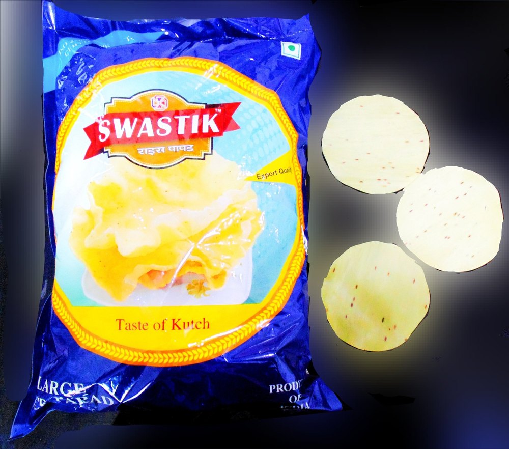 Round White Swastik Jeera Rice Papad (Large Size), Packaging Size: 500 Gm img