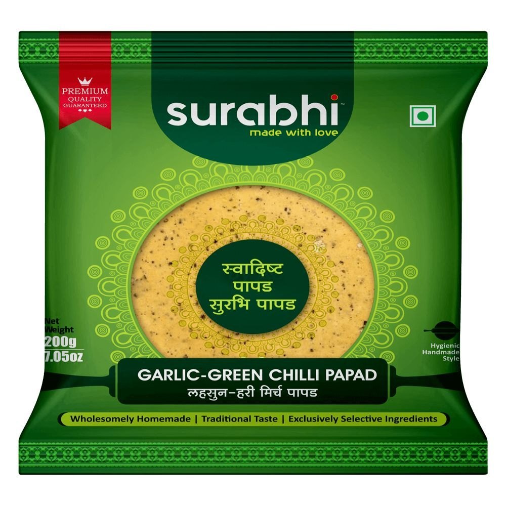 Traditional Taste Homemade Garlic Green Chilli Papad