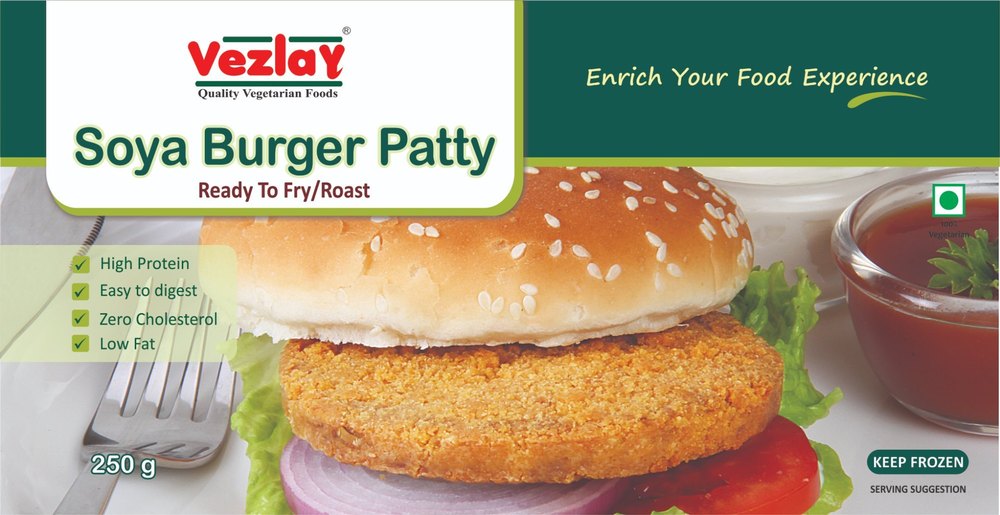 Vezlay Soya Burger Patty (Plant Based), Packaging Size: 250 G, Packaging Type: Box img