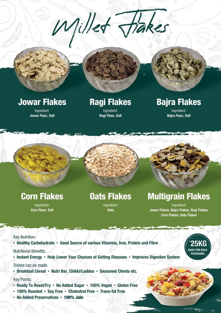 Millet Flakes(Jowar Flakes, Bajra Flakes, Ragi Flakes, Oats FLakes, Corn Flakes, Multigrain Flakes)