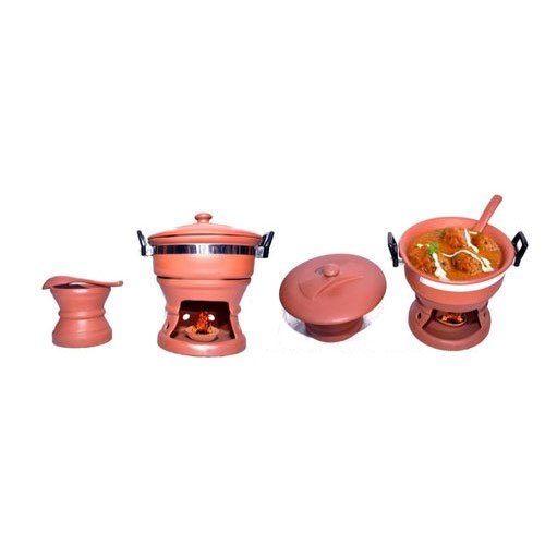 Glossy Teracotta Fancy Terracotta Kadhai Catering Set, For Home