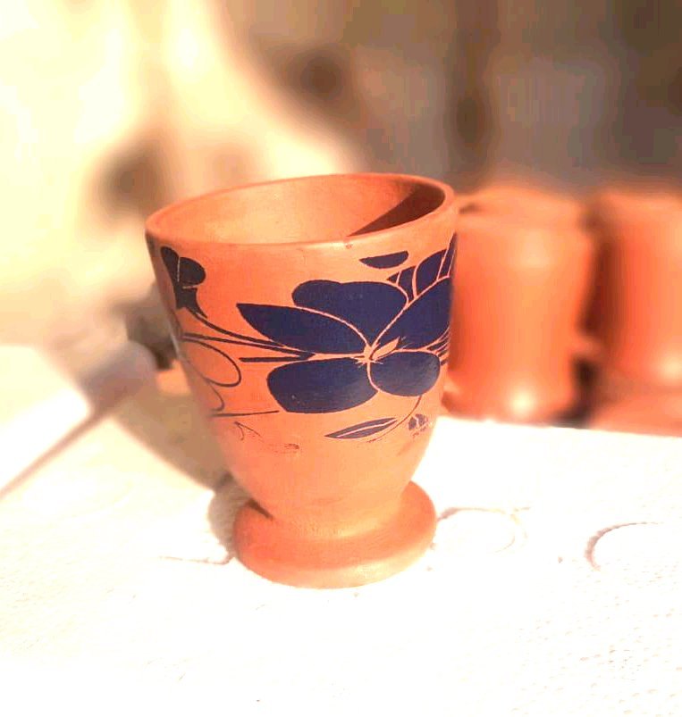 Terracotta Clay Painting Wine Glass