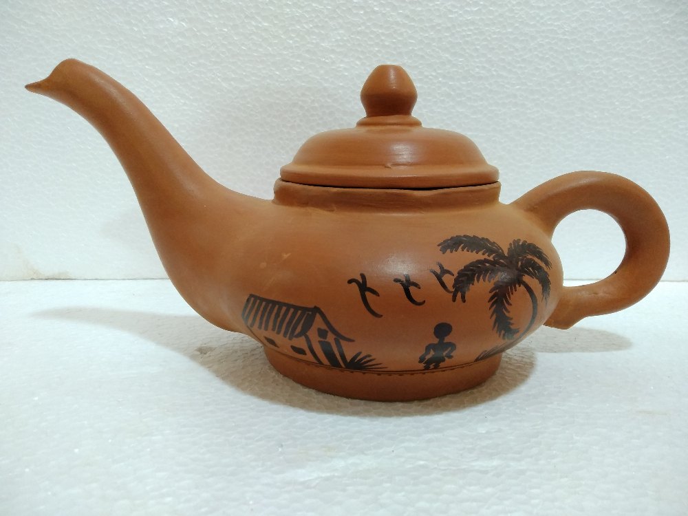 Mitticool Brown Clay Kittle (Varli Painting), For Store For Milk, Tea And Coffee