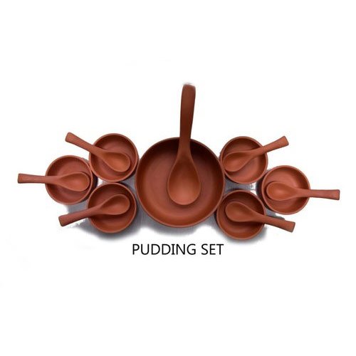Terracotta Reddish Brown Fancy Modern Pudding Set, For Home