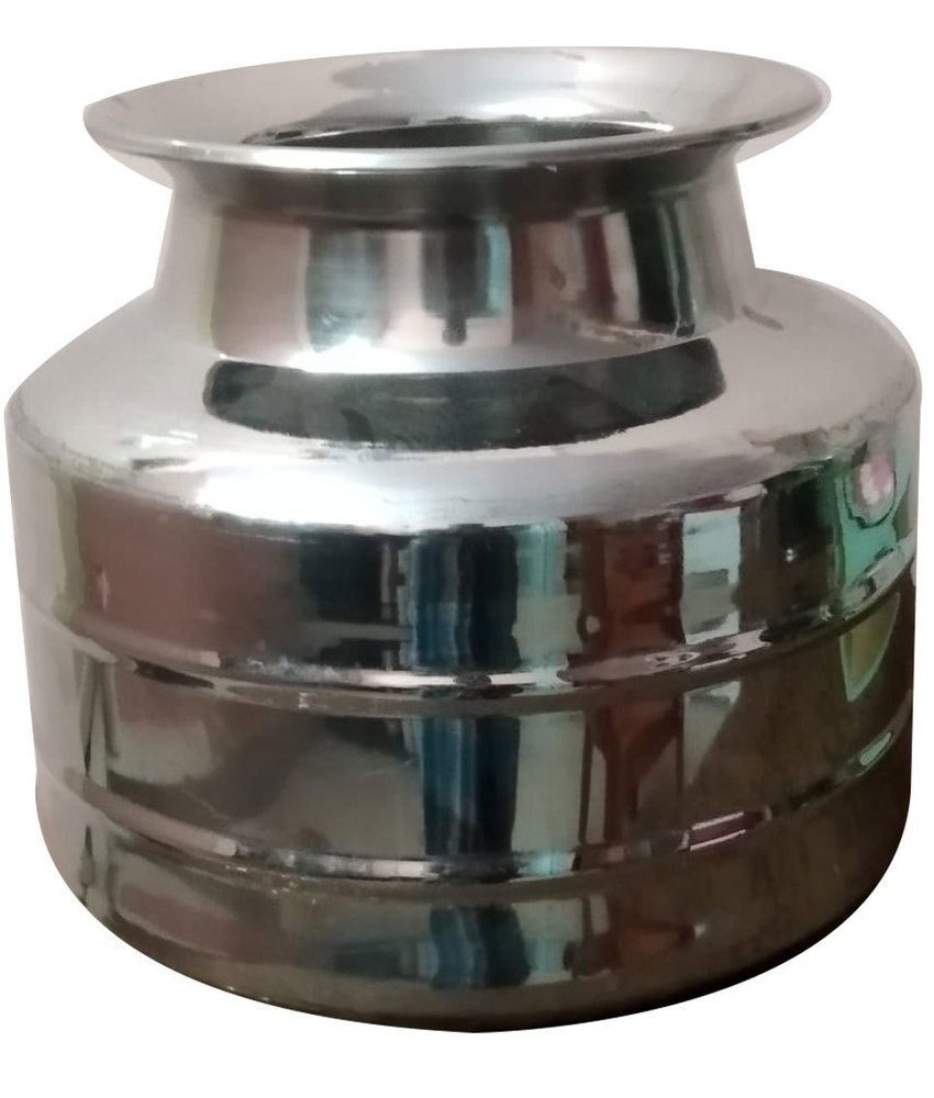 Silver Polished Stainless Steel Kodam Bindige Pot, For Home, Capacity: 15 Kg