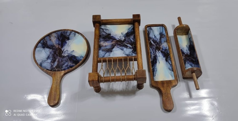 Blue Wooden Enamel Khaat Set, For Home, Size: 12x10 Inch
