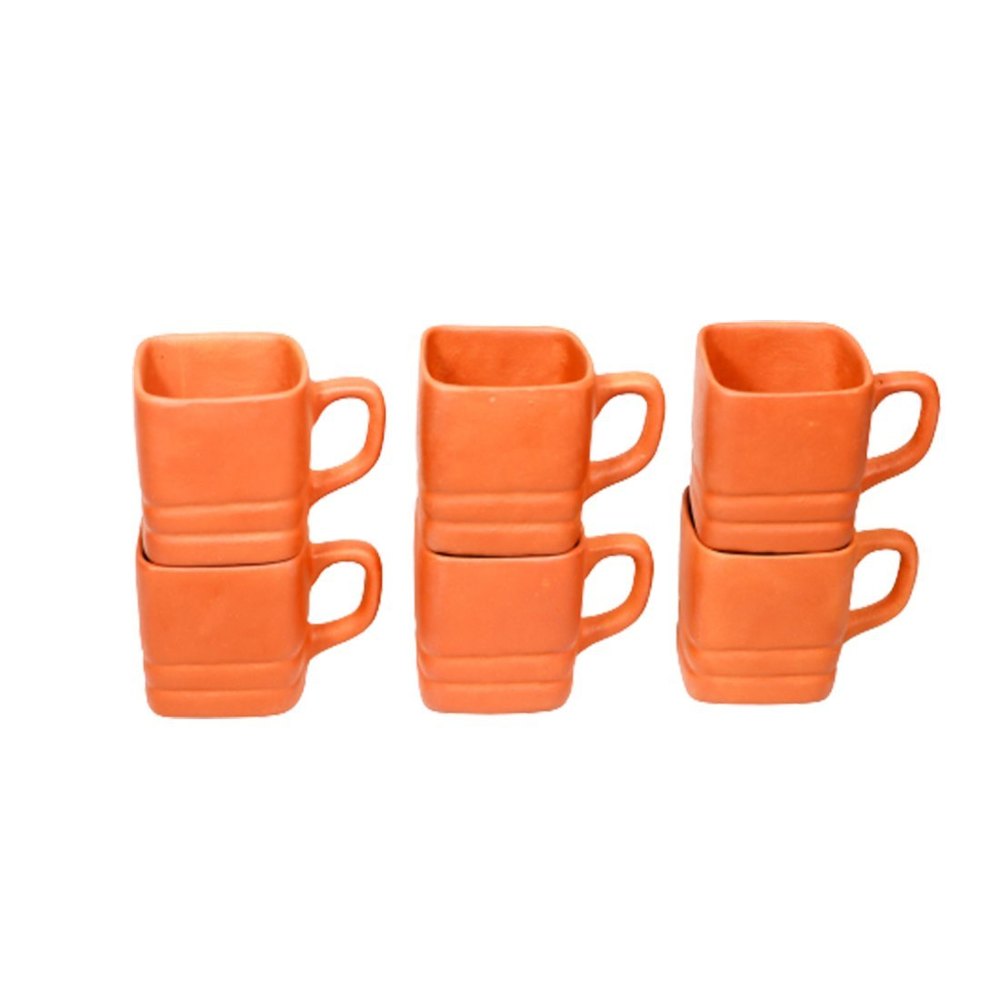 Brown Plain Square Mug Set Of 6, For Home, Capacity: 80 Ml