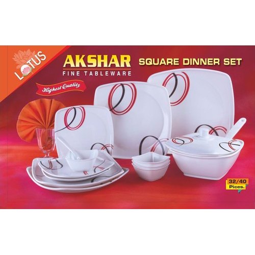 Akshar Square Lotus Fine Tableware Dinner Set