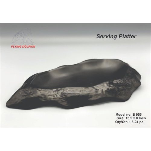 Flying Dolphin 13.5 x 8 Inch Melamine Black Serving Platter