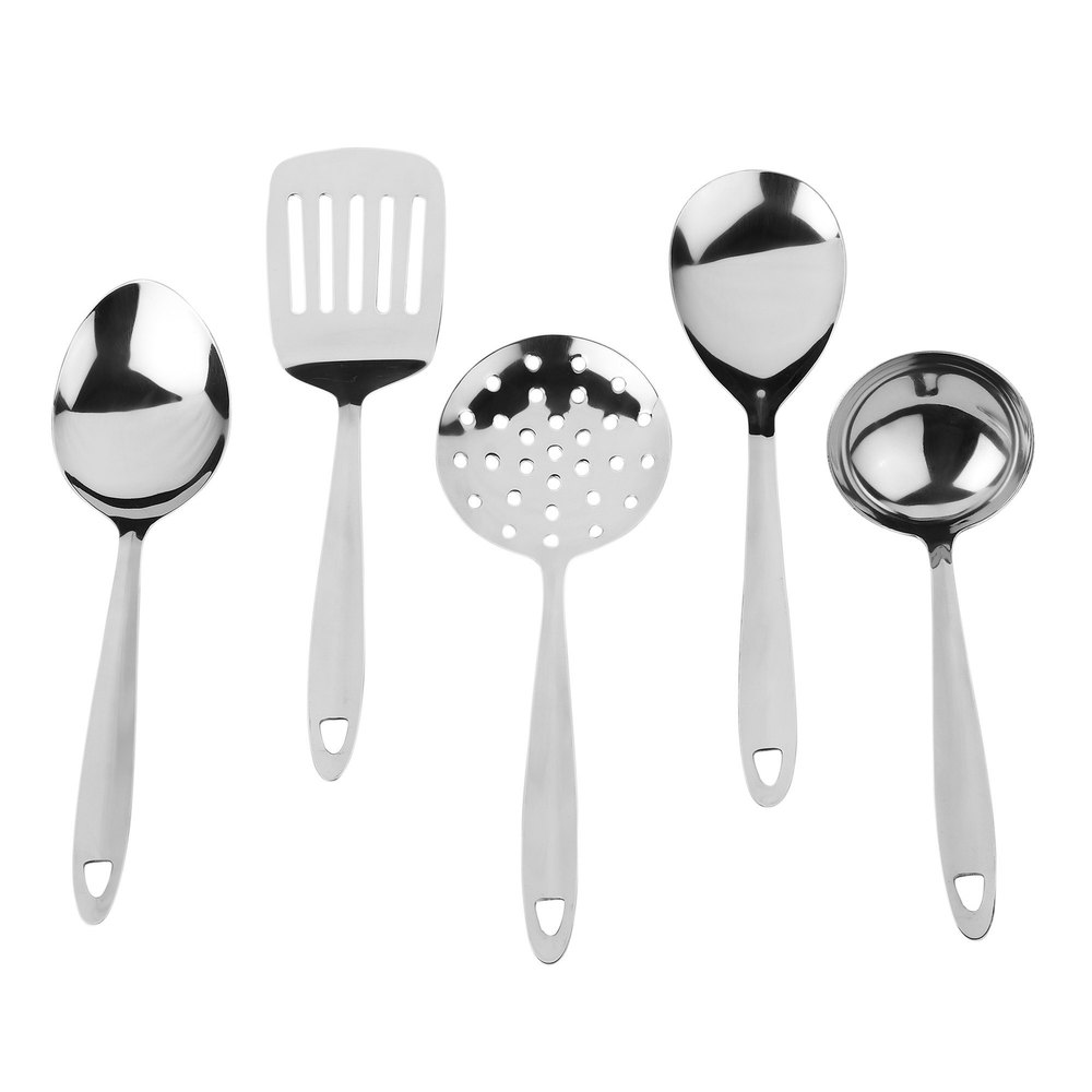 Generic Silver Stainless Steel Serving Tool Set of 5, For Kitchen