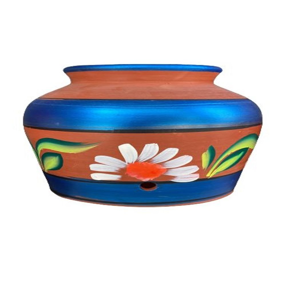 Brown Clay Printed Matka, For Water, Size: 10 Ltr