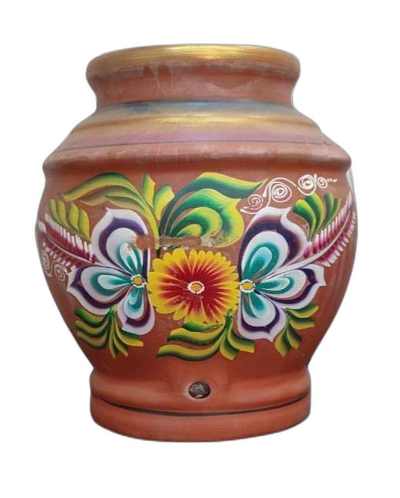 Paint Coated Multicolor Clay Water Pot, For Home