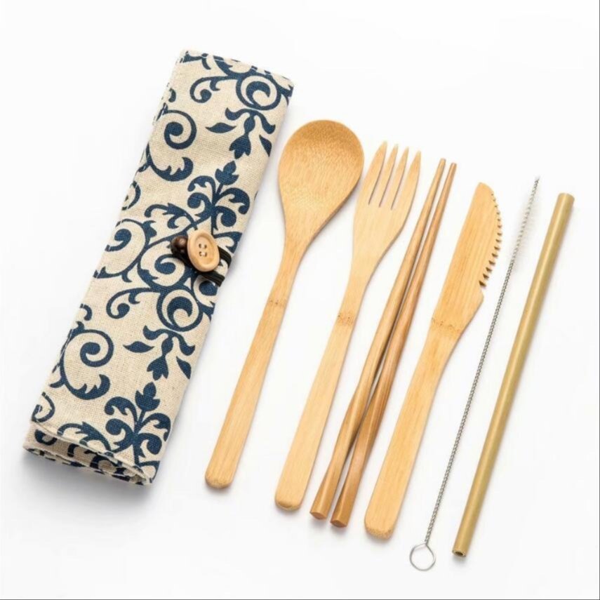 Natural Bamboo Cutlery Set, For Home, Size: Standard