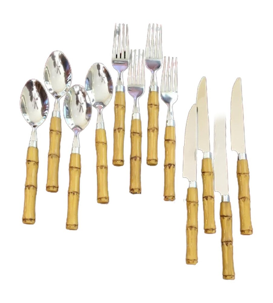 Brown Color Coated Bamboo Cutlery Set, For Kitchen