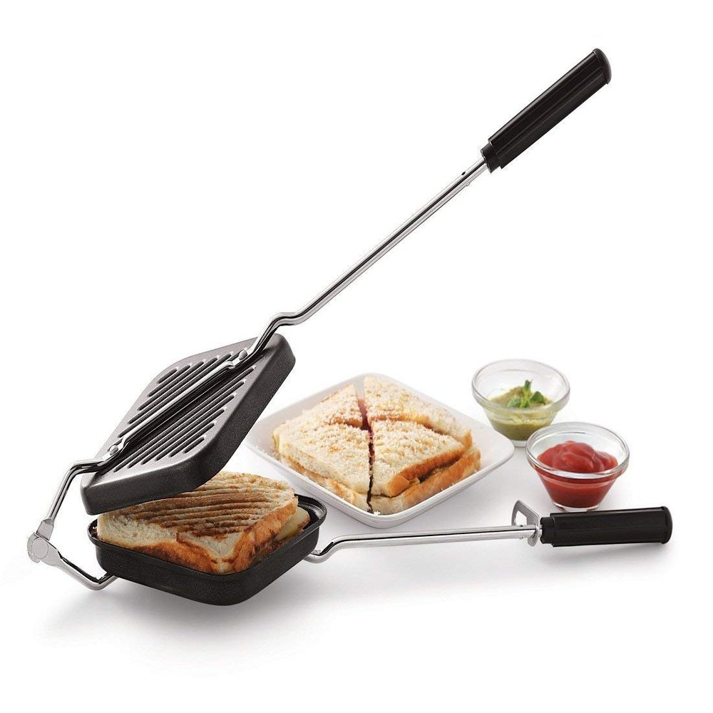 Black Aluminium Non Stick Gas Sandwich Toaster