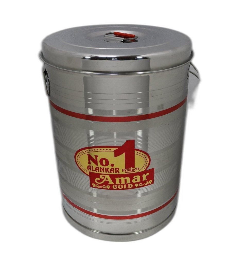 Water 3 mm 22 Gauge Stainless Steel Kitchen Drum, For Storage, Capacity: 10 kg