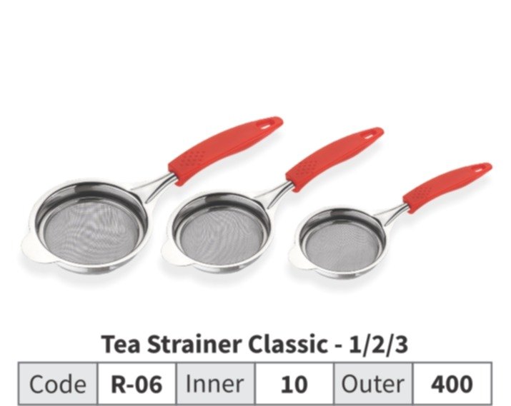 Red and Silver Stainless Steel and Plastic Tea Strainer Classic, For Home