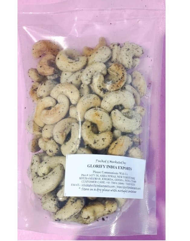 NATURES GLORIFY Black Peper & Chilli Flavour Roasted And Salted Cashew Nuts, Packaging Type: Aseptic Processing