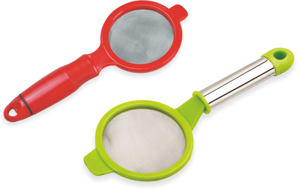 Bright SS + Plastic Tea Strainer, For Home, Size: Regular Size