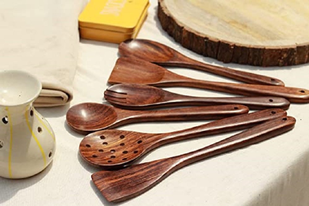 Brown Wooden Cooking Spoon Set, For Kitchen, Size: 12 cm