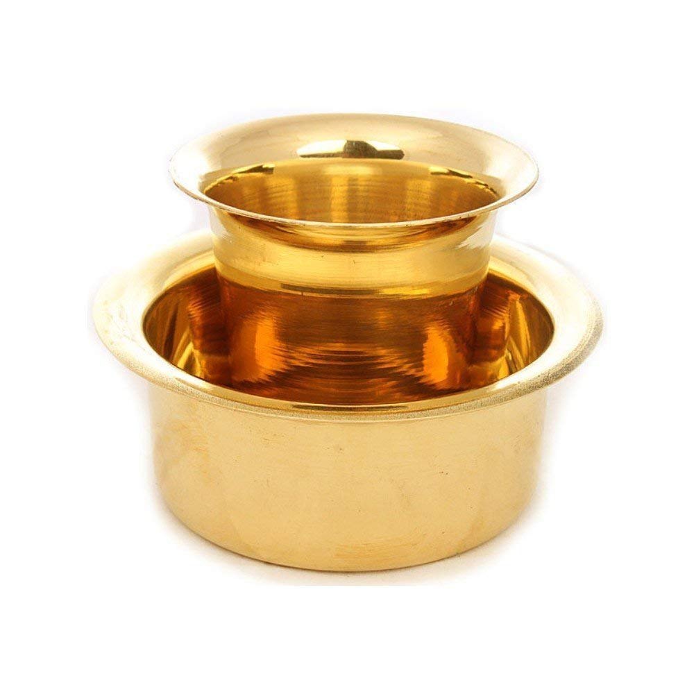 Plain Brass Coffee Tumbler With Davara, Shape: Round, Capacity: 200ml