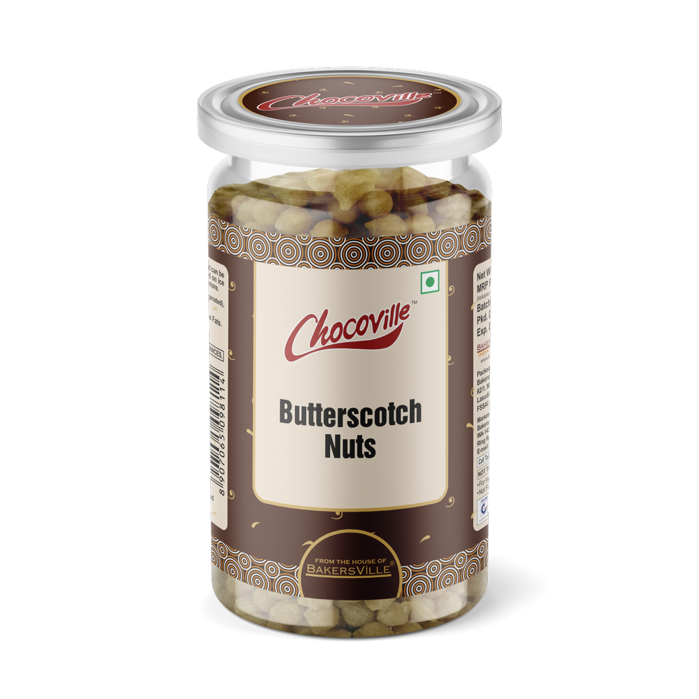 CHOCOVILLE BUTTERSCOTCH NUTS, Packaging Type: Jar