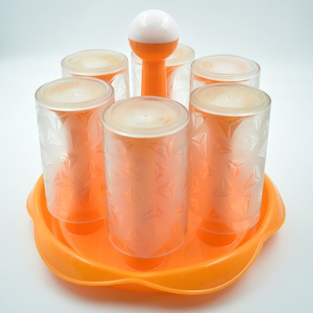 Orange Kitchen Glass Stand Plastic For 6 Glass Holder, Round img