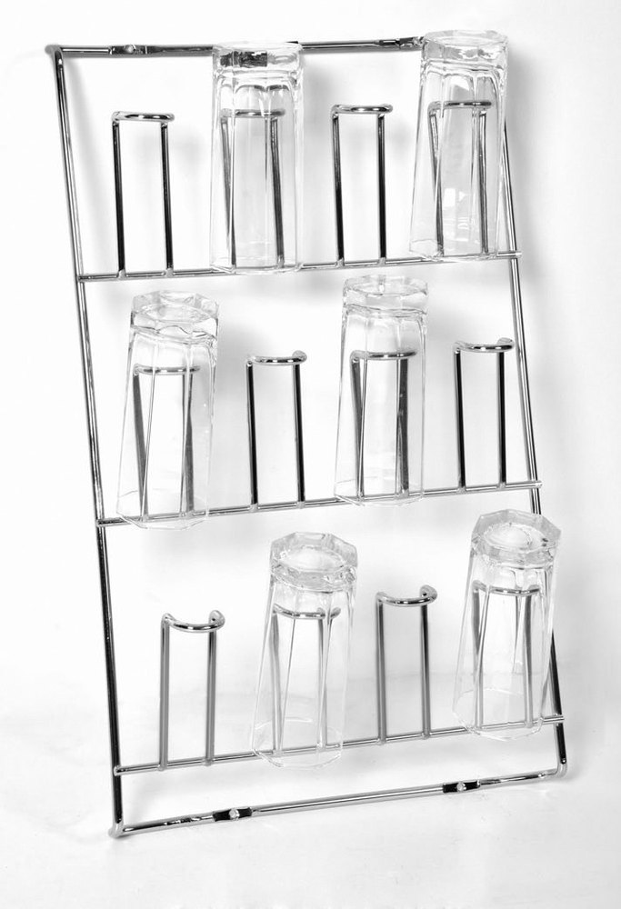 Silver Stainless Steel Wall Glass Holder, For Home