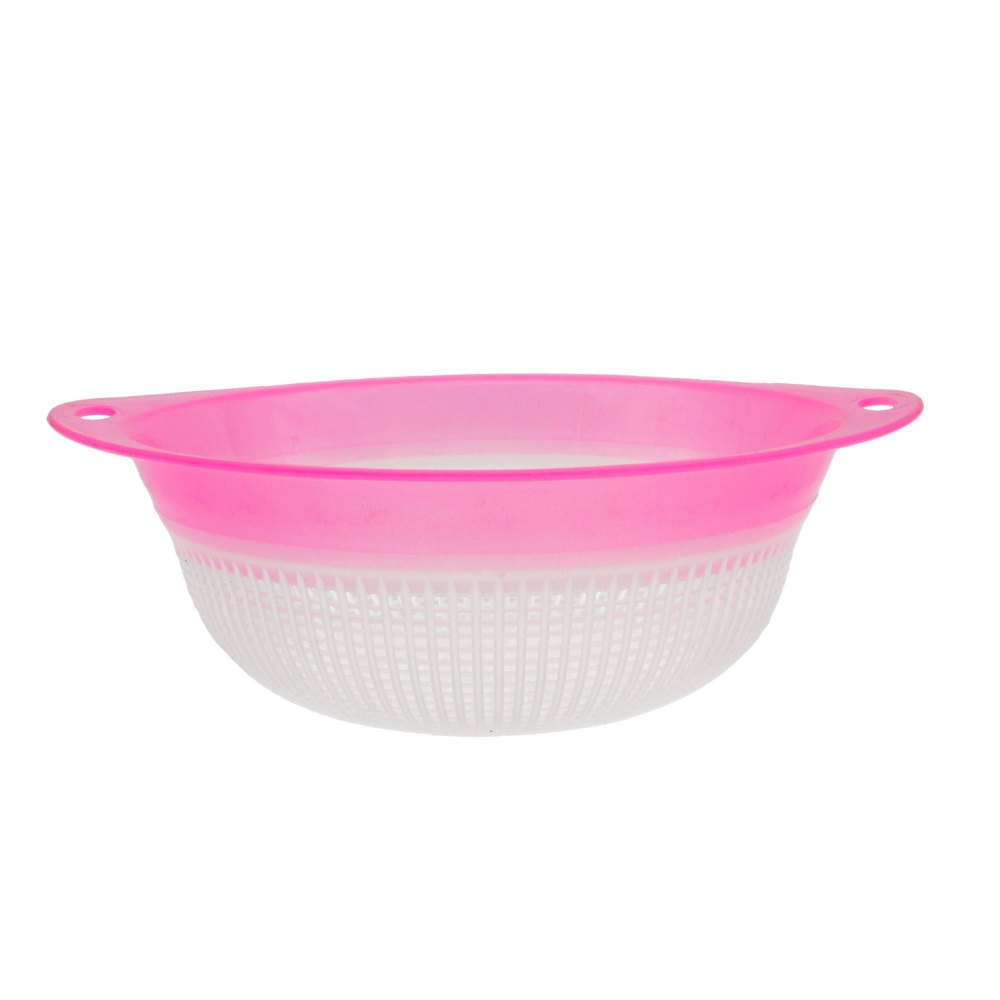 Polished White and Pink Plastic Colander Bowl, For Kitchen